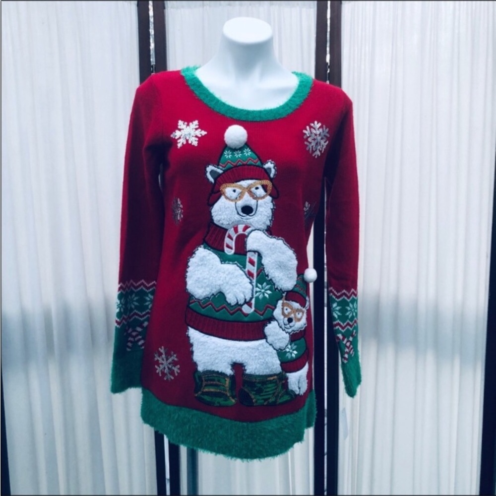 Ugly Christmas Polar Bear Sweater NEW